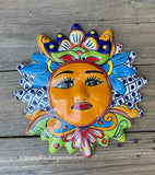 Mexican Wall Hanging Talavera Pottery Sun Face 9 1/2" TSM10009