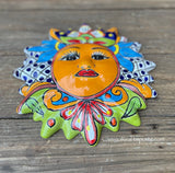 Mexican Wall Hanging Talavera Pottery Sun Face 9 1/2" TSM10009