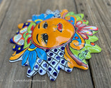 Mexican Wall Hanging Talavera Pottery Sun Face 9 1/2" TSM10009