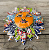 Mexican Wall Hanging Talavera Pottery Sun Face 9 1/2" TSM10014