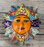 Mexican Wall Hanging Talavera Pottery Sun Face 9 1/2" TSM10015