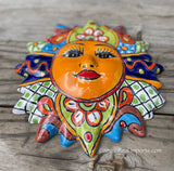 Mexican Wall Hanging Talavera Pottery Sun Face 9 1/2" TSM10015