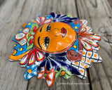 Mexican Wall Hanging Talavera Pottery Sun Face 9 1/2" TSM10017