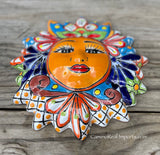 Mexican Wall Hanging Talavera Pottery Sun Face 9 1/2" TSM10017