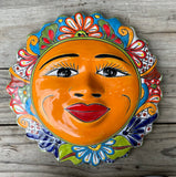 Mexican Wall Hanging Talavera Pottery Sun Face 14" TSL14001