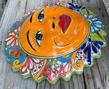 Mexican Wall Hanging Talavera Pottery Sun Face 14" TSL14001