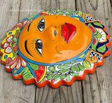 Mexican Wall Hanging Talavera Pottery Sun Face 14" TSL14002