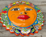 Mexican Wall Hanging Talavera Pottery Sun Face 14" TSL14002