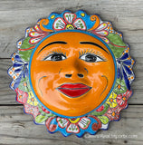 Mexican Wall Hanging Talavera Pottery Sun Face 14" TSL14003