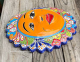 Mexican Wall Hanging Talavera Pottery Sun Face 14" TSL14003