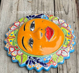 Mexican Wall Hanging Talavera Pottery Sun Face 14" TSL14004