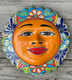 Mexican Wall Hanging Talavera Pottery Sun Face 14" TSL14005