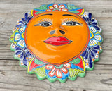 Mexican Wall Hanging Talavera Pottery Sun Face 14" TSL14005