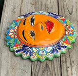 Mexican Wall Hanging Talavera Pottery Sun Face 14" TSL14005