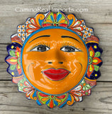 Mexican Wall Hanging Talavera Pottery Sun Face 14" TSL14006