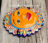 Mexican Wall Hanging Talavera Pottery Sun Face 14" TSL14006