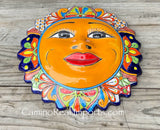 Mexican Wall Hanging Talavera Pottery Sun Face 14" TSL14006