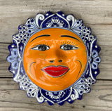 Mexican Wall Hanging Talavera Pottery Sun Face 14" TSL14009