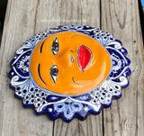 Mexican Wall Hanging Talavera Pottery Sun Face 14" TSL14009