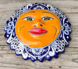 Mexican Wall Hanging Talavera Pottery Sun Face 14" TSL14009