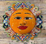 Mexican Wall Hanging Talavera Pottery Sun Face 16.5" TSL165003