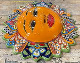 Mexican Wall Hanging Talavera Pottery Sun Face 16.5" TSL165003