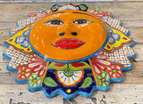 Mexican Wall Hanging Talavera Pottery Sun Face 16.5" TSL165004