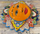 Mexican Wall Hanging Talavera Pottery Sun Face 16.5" TSL165004