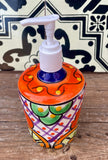 Mexican Talavera  Sunflower Lotion or Soap Dispenser TD012