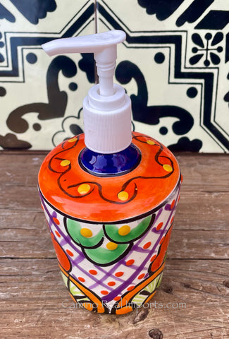 Mexican Talavera  Sunflower Lotion or Soap Dispenser TD012