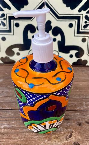 Mexican Talavera Lotion or Soap Dispenser TD001