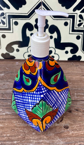 Mexican Talavera Lotion or Soap Dispenser TD005