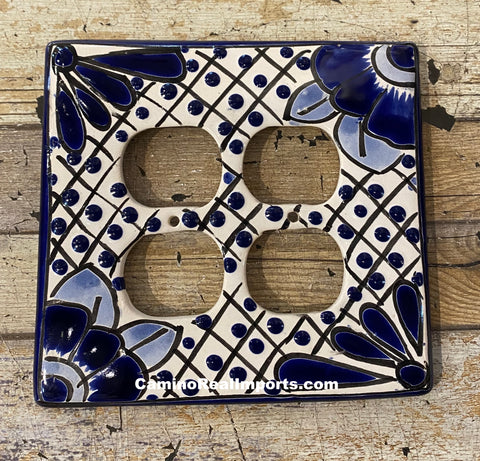 MEXICAN TALAVERA POTTERY DOUBLE  OUTLET SWITCH PLATE TDOSP017