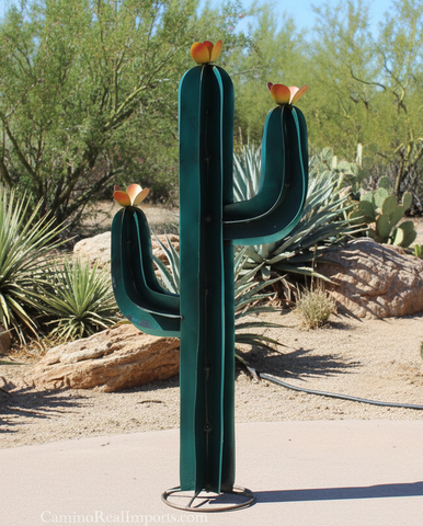 Garden Art Metal Rustic Green Painted Cactus 36" MCTGM001