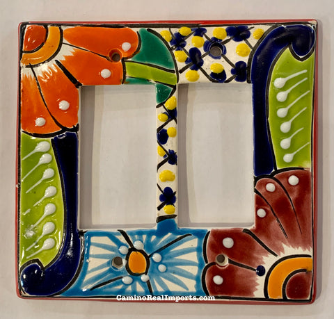 Talavera Pottery Double Rocker Switch Plate TDRSP020