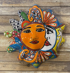 Mexican Wall Hanging Talavera Pottery Eclipse Sun Face TSFE1010