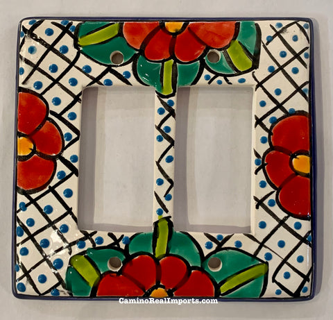 Talavera Pottery Double Rocker Switch Plate TDRSP023