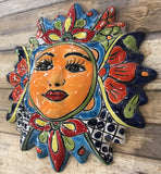Mexican Wall Hanging Talavera Pottery Sun Face 9 1/2" TSM10004