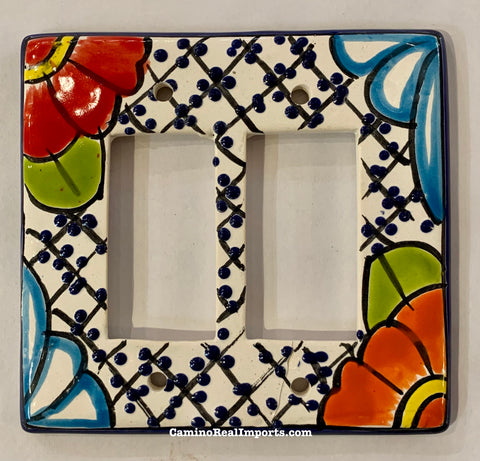 Talavera Pottery Double Rocker Switch Plate TDRSP021