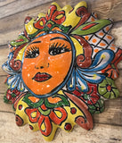 Mexican Wall Hanging Talavera Pottery Sun Face 9 1/2" TSM10019