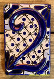 Talavera Tile House Numbers White and Blue Design