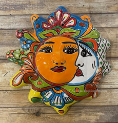 Mexican Wall Hanging Talavera Pottery Eclipse Sun Face TSFE1012