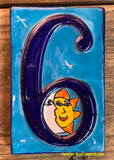 Talavera Tile House Numbers Sun with Moon Design