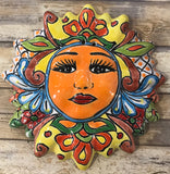 Mexican Wall Hanging Talavera Pottery Sun Face 9 1/2" TSM10019