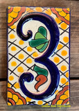 Talavera Tile House Numbers White with yellow dots Design