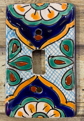 Mexican Talavera Pottery Single Toggle Switch Plate TTSP013