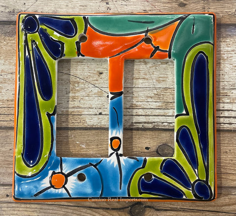 Talavera Pottery Double Rocker Switch Plate TDRSP028