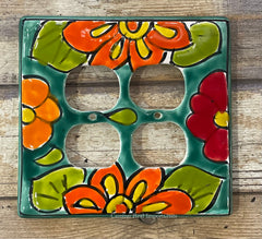 MEXICAN TALAVERA POTTERY DOUBLE  OUTLET SWITCH PLATE TDOSP001