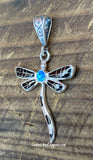 Sterling Silver Spiny Black Onix and Opal Dragonfly Pendant STSP0018