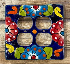 MEXICAN TALAVERA POTTERY DOUBLE  OUTLET SWITCH PLATE TDOSP002